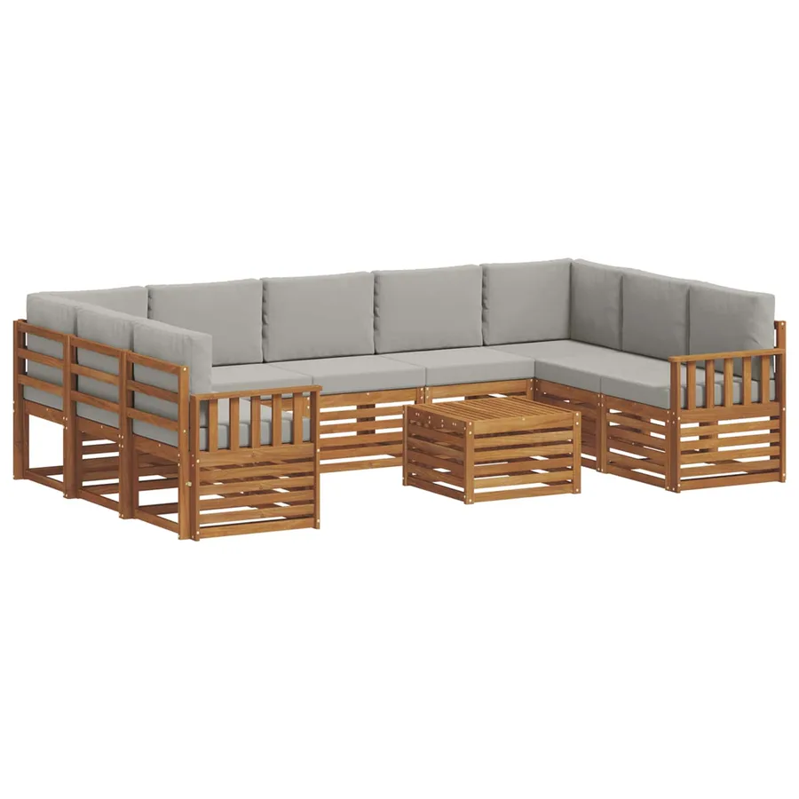 Ensembles de canapés avec coussin 10 pcs Gris Naturel et Clair - 2