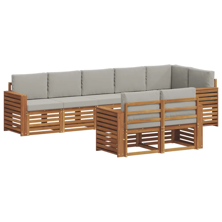 Ensembles de canapés avec coussin 8 pcs Gris Naturel et Clair - 2