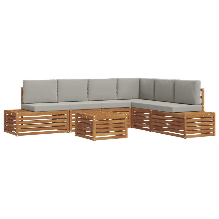 Ensemble de canapés d'extérieur 7 Pièce Gris Naturel et Clair - 2