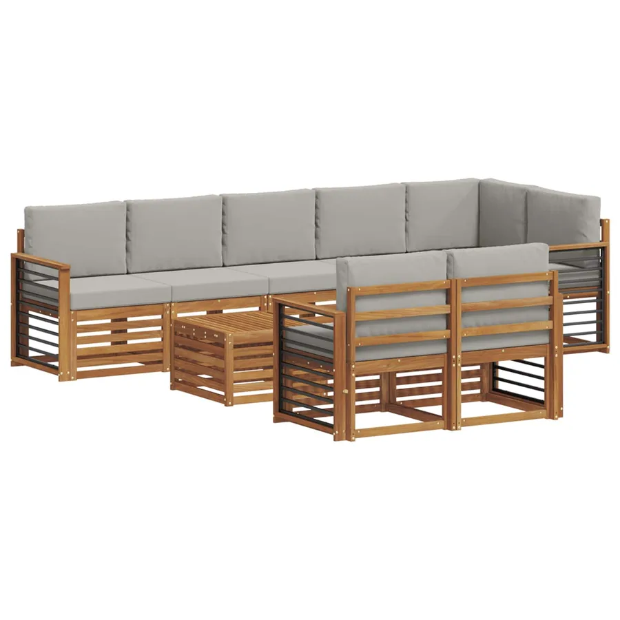 Ensembles de canapés avec coussin 9 pcs Gris Naturel et Clair - 2