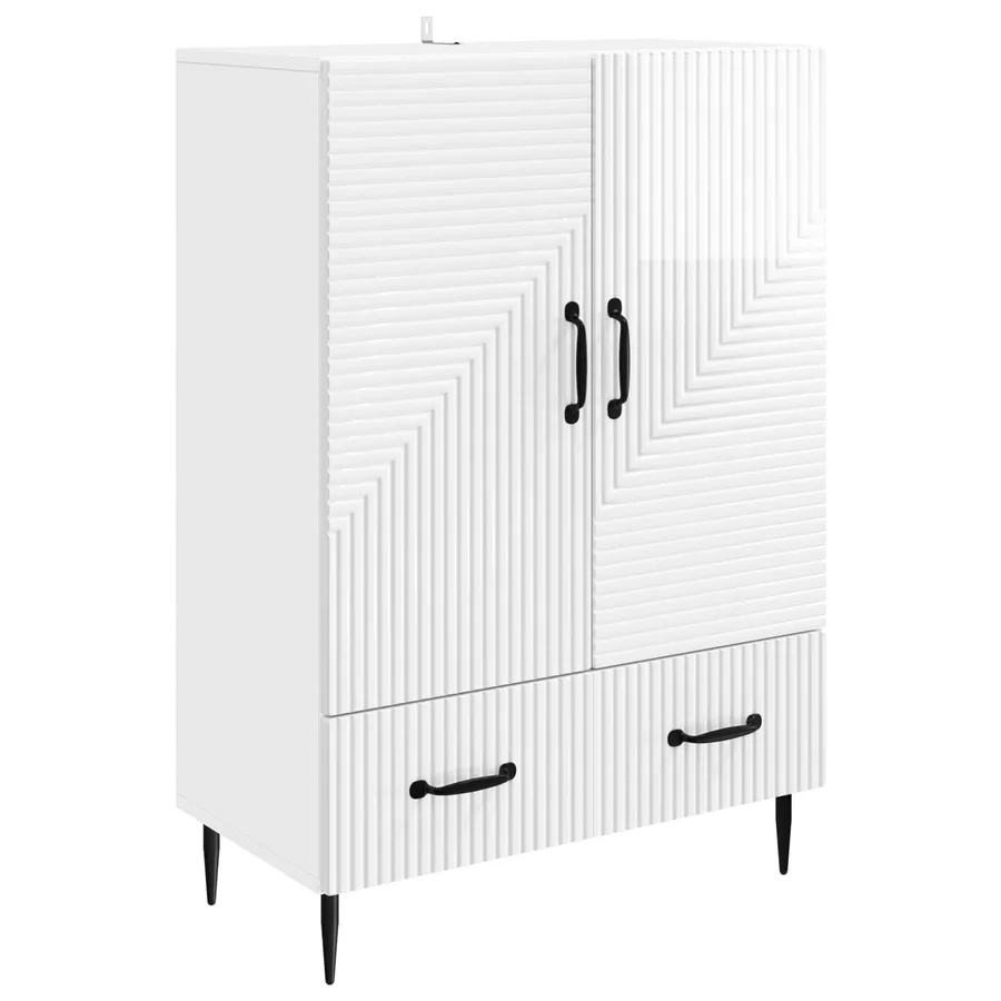 Buffet Blanc brillant 66 x 34,5 x 95 cm Bois d'ingénierie - 2