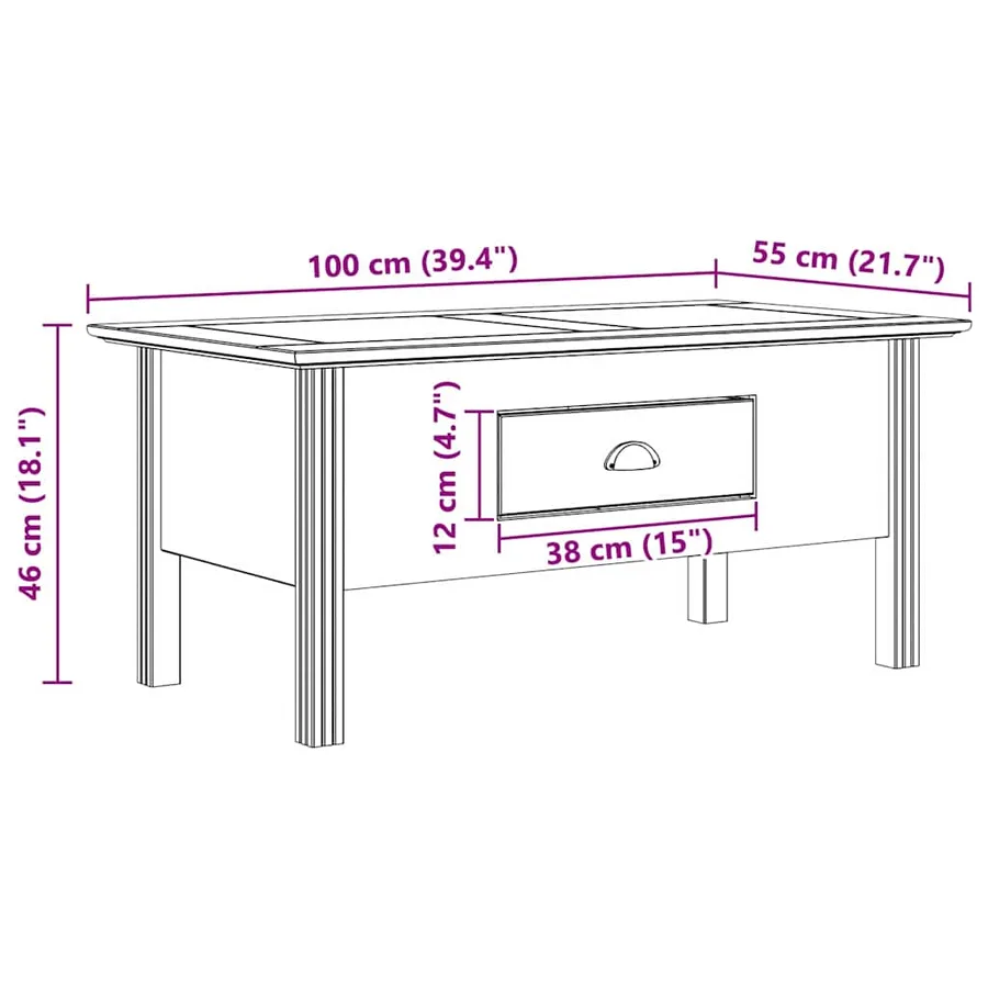 Table basse avec tiroir BODO Marron miel 100 x 55 x 45,8 cm - 8