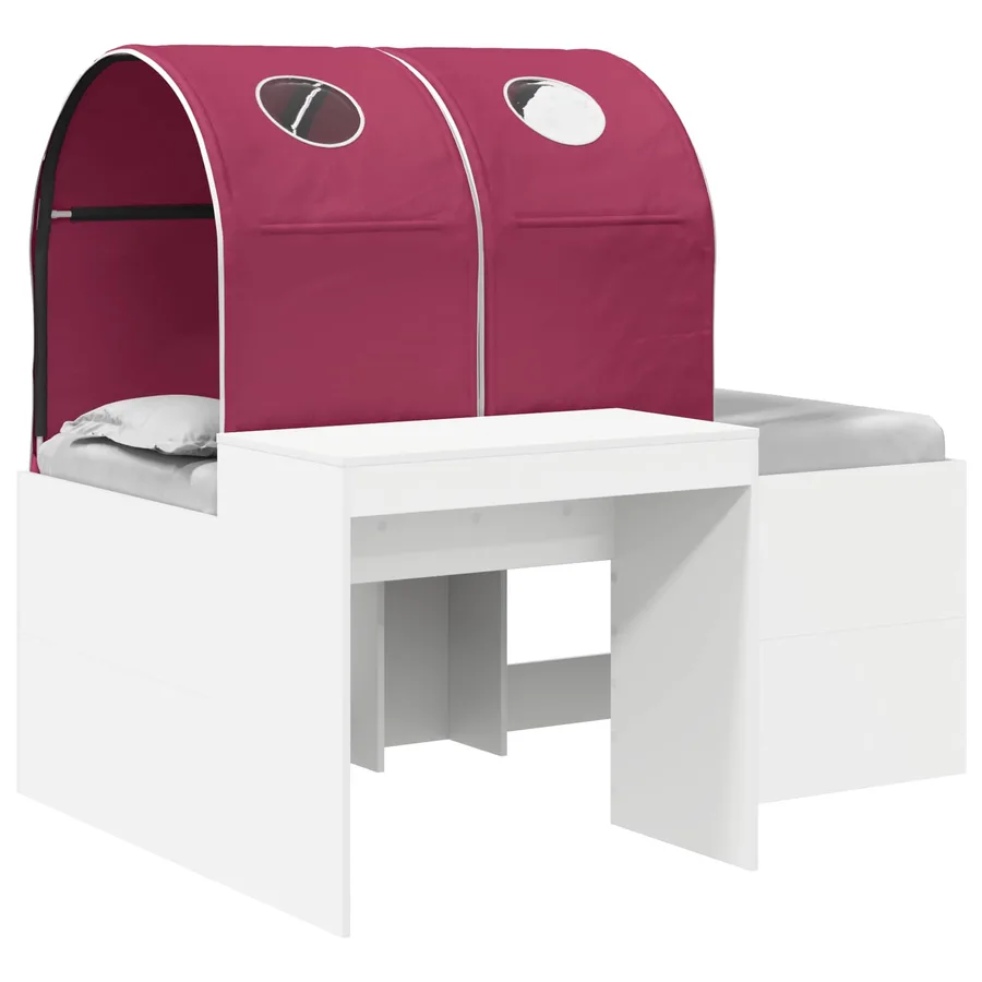 Lit avec Tunnel 3 pc Chêne Artisanal et Rouge Bois d'ingénierie - 2
