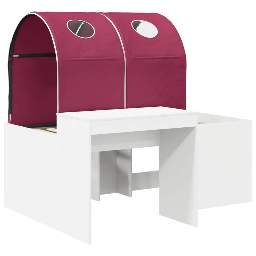 Lit avec Tunnel 3 pc Chêne Artisanal et Rouge Bois d'ingénierie - 3