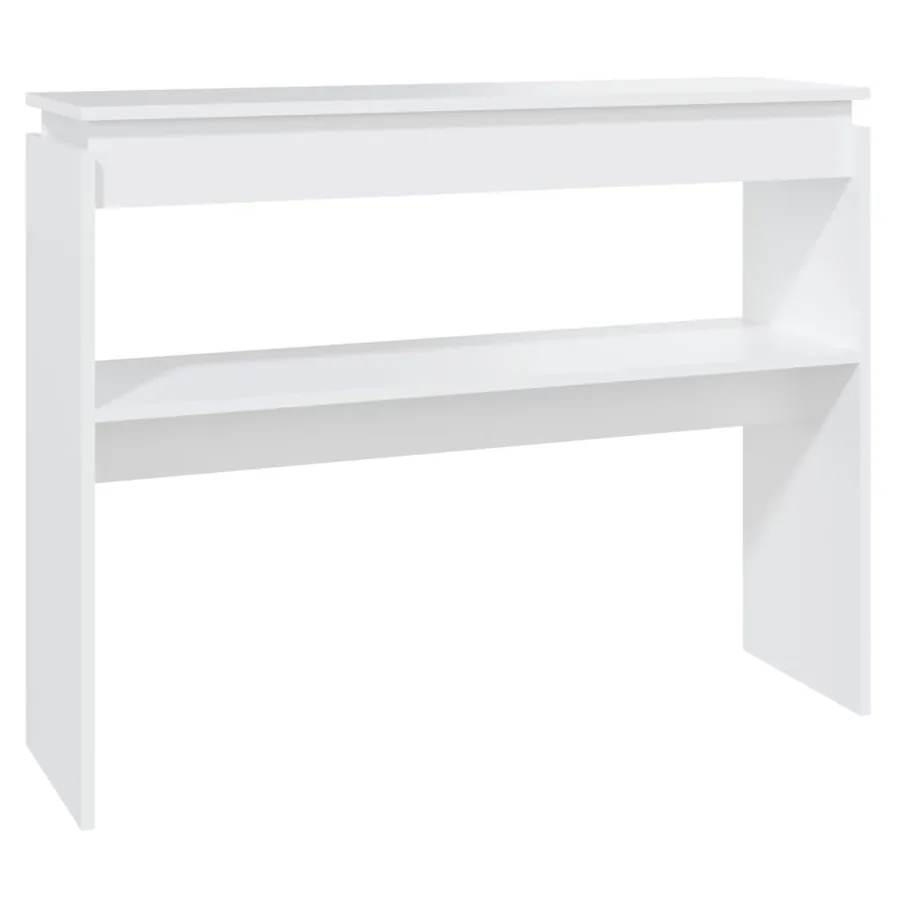 Table console blanc 102x30x80 cm bois d'ingénierie - 2