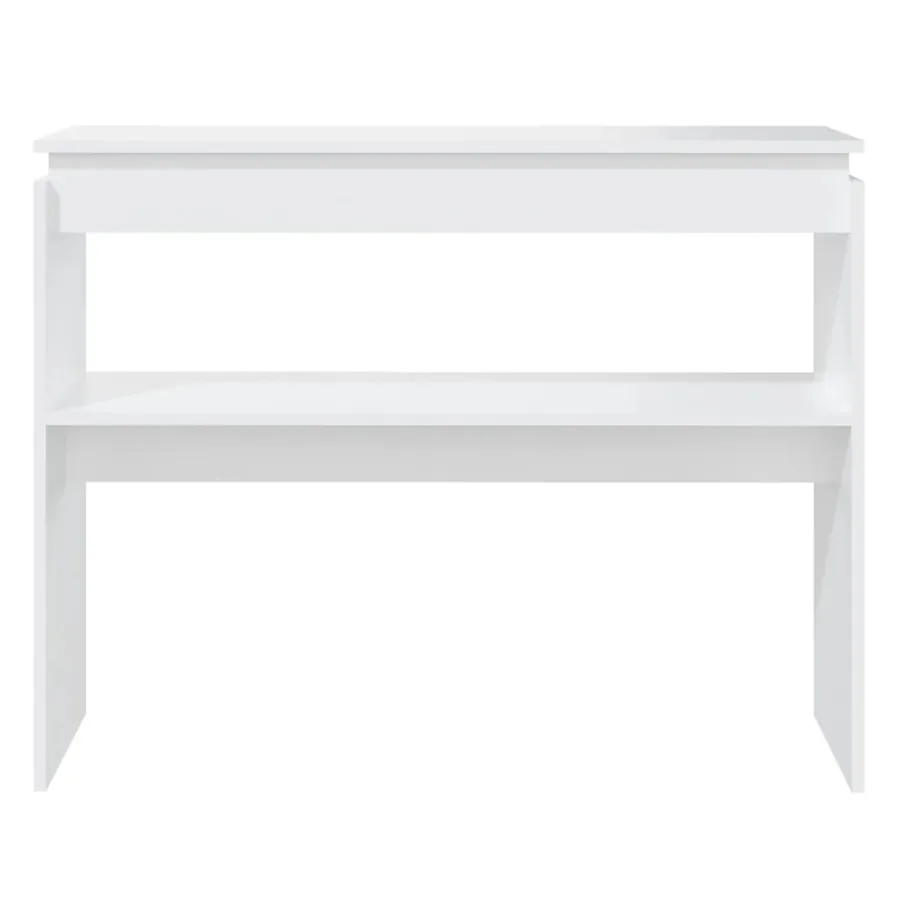 Table console blanc 102x30x80 cm bois d'ingénierie - 3