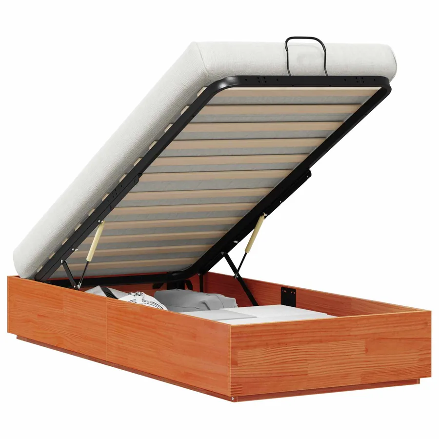 Cadre de lit ottoman avec rangement Brun cire 100 x 200 cm - 2