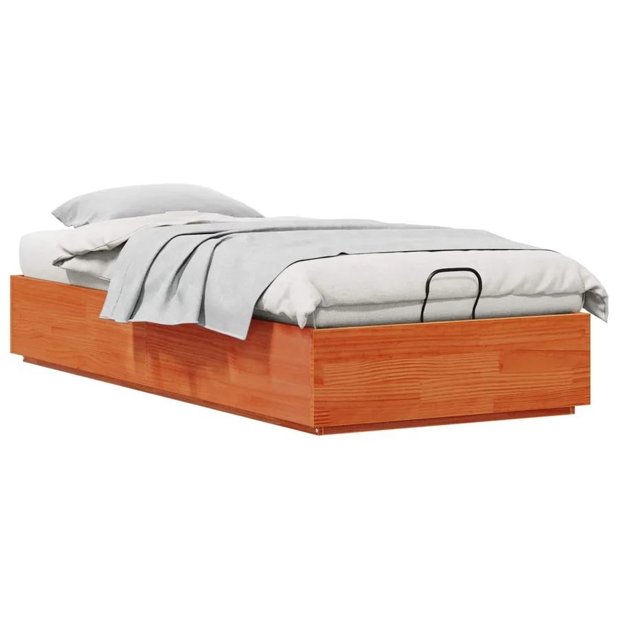 Cadre de lit ottoman avec rangement Brun cire 100 x 200 cm - 3