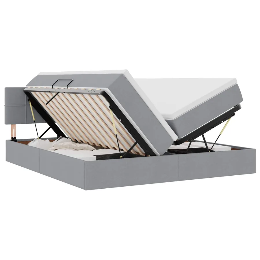 Lit de Rangement Gris clair 200 x 200 cm Cuir synthétique - 2