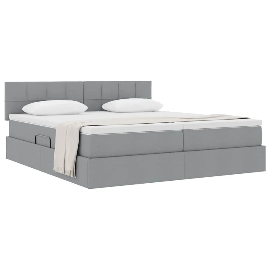 Lit de Rangement Gris clair 200 x 200 cm Cuir synthétique - 3