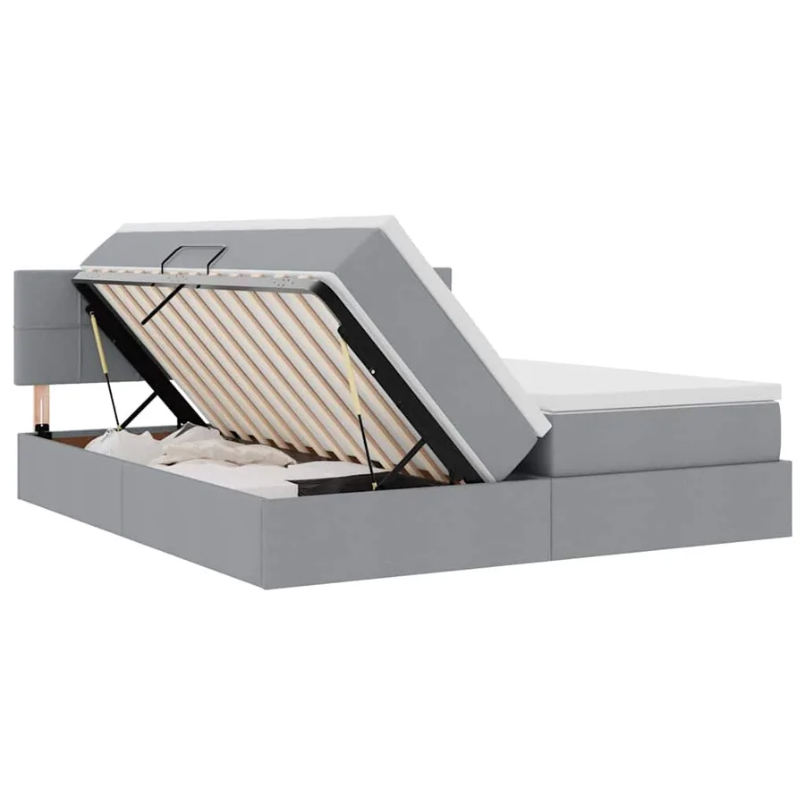 Lit de Rangement Gris clair 200 x 200 cm Cuir synthétique - 7