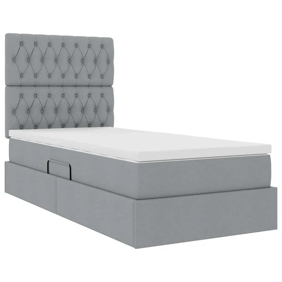 Lit de rangement LED avec matelas Gris clair 100 x 200 cm Tissu - 6