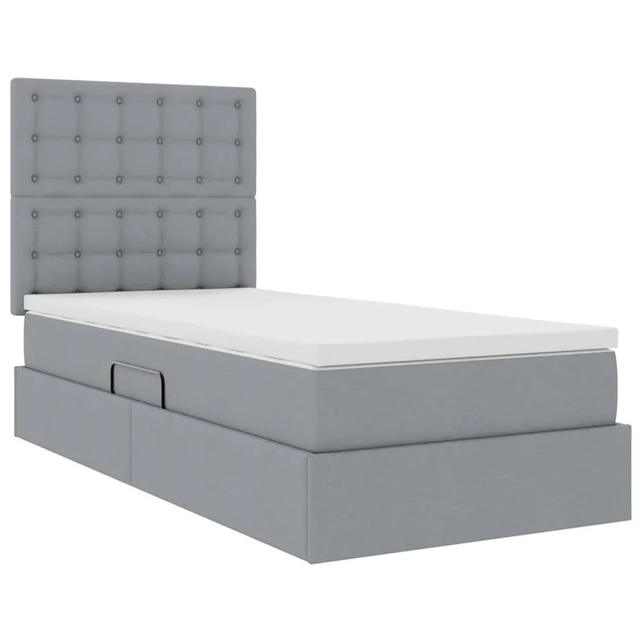 Lit de rangement LED avec matelas Gris clair 100 x 200 cm Tissu - 6