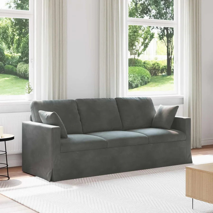Canapé Gris foncé 198 x 78 x 80 cm Velours
