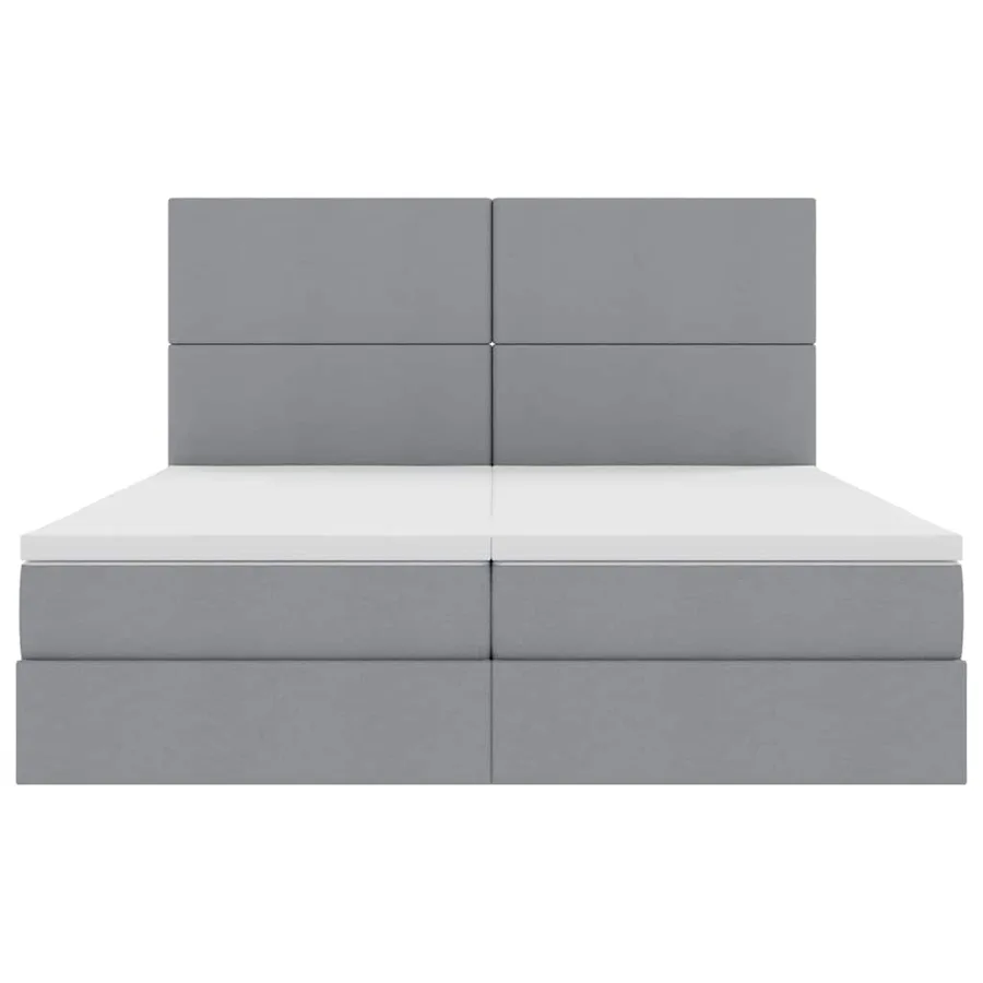 Lit de rangement LED avec matelas Gris clair 200 x 200 cm Tissu - 11