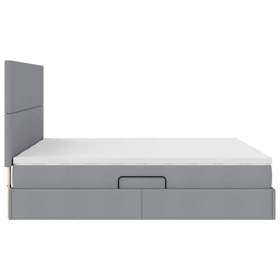 Lit de rangement LED avec matelas Gris clair 200 x 200 cm Tissu - 12