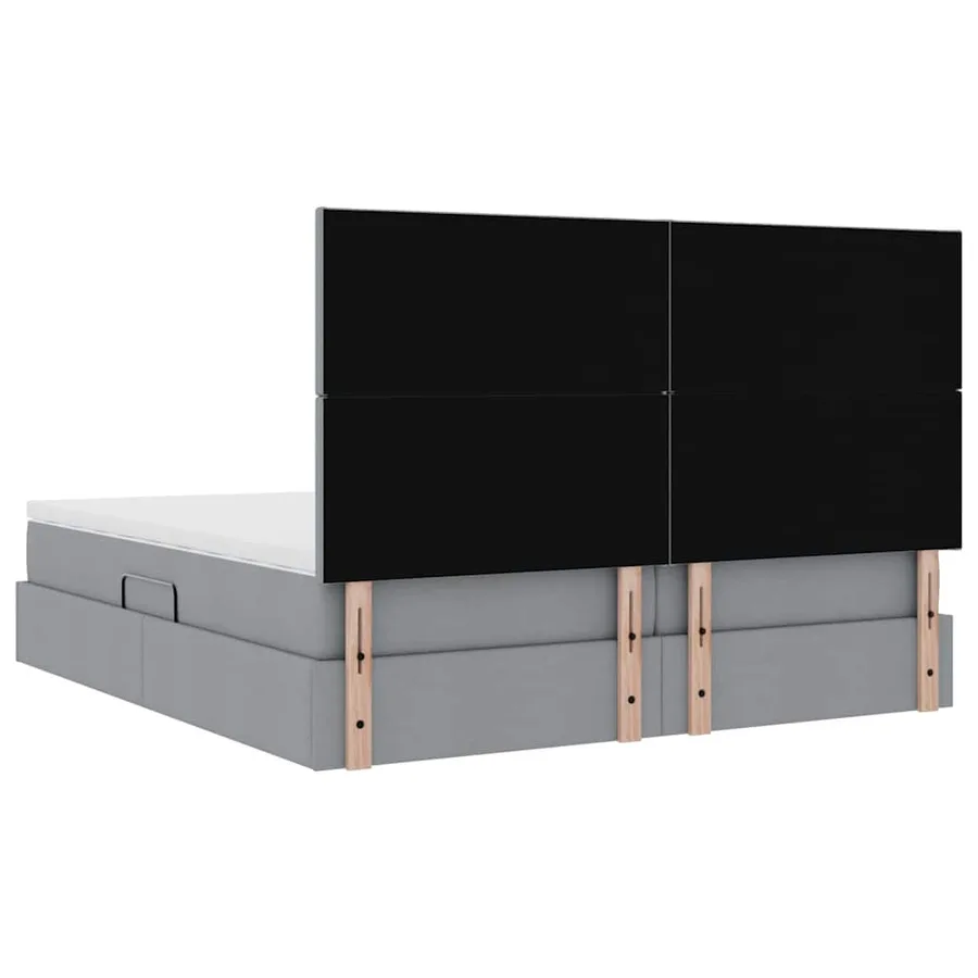 Lit de rangement LED avec matelas Gris clair 200 x 200 cm Tissu - 13