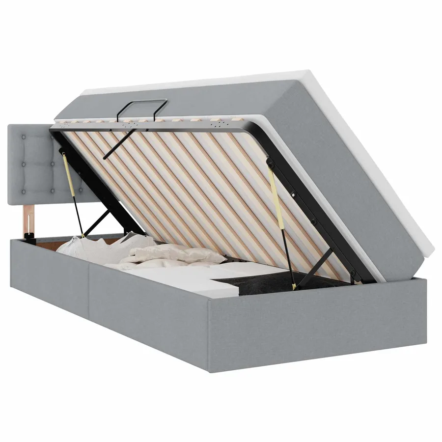 Lit avec rangement et matelas Gris clair 100 x 200 cm - 2
