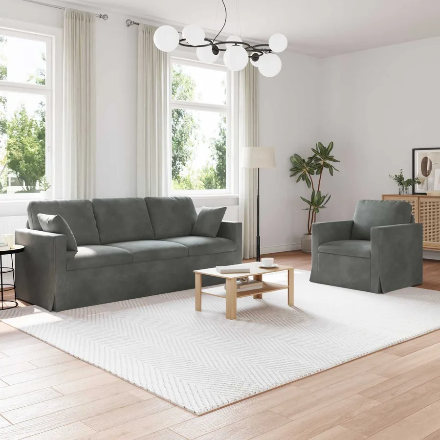 Ensemble de Canapés 2 pcs Gris foncé 198 x 78 x 80 cm Velours