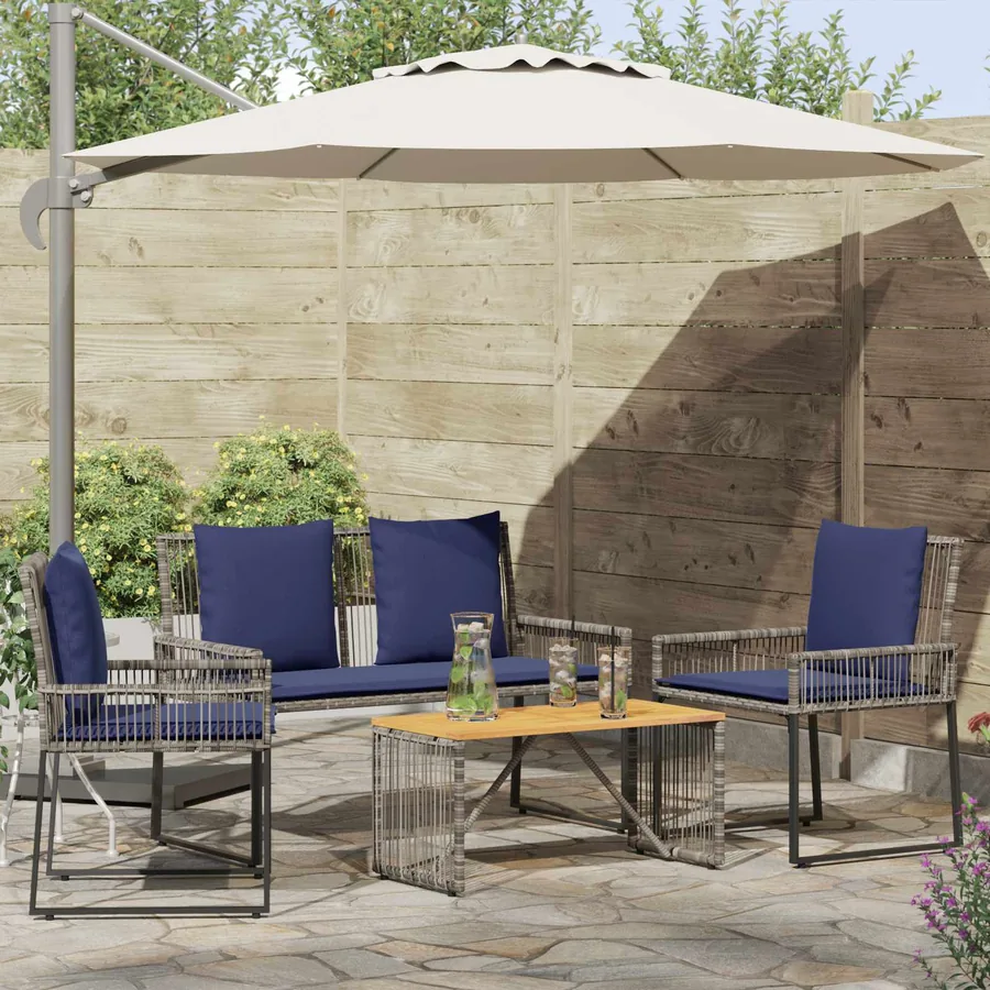 Ensemble de meubles d'extérieur 9 pcs Gris et bleu marine