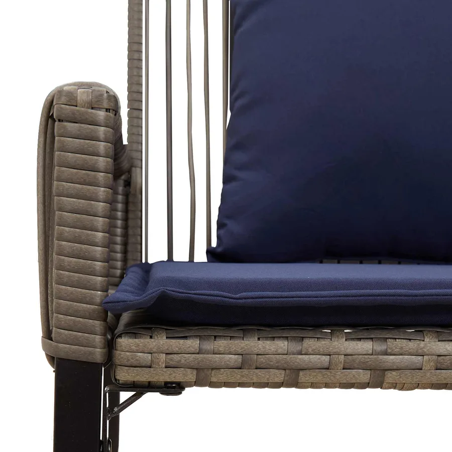 Ensemble de meubles d'extérieur 9 pcs Gris et bleu marine - 12