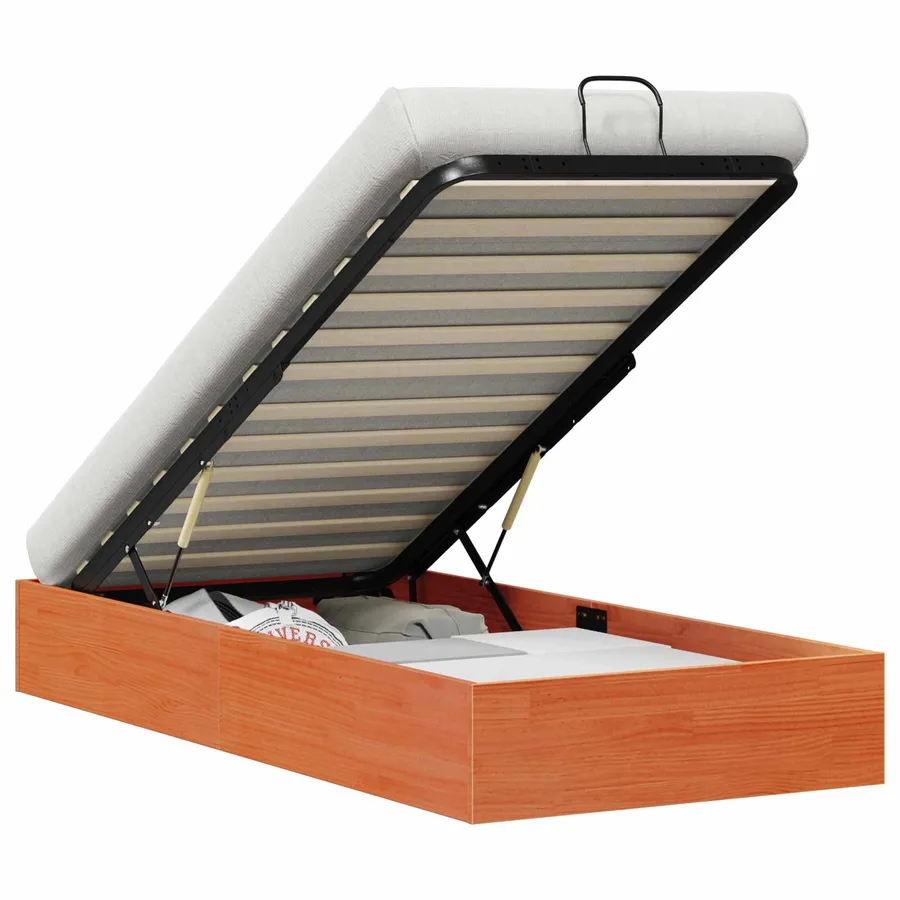 Cadre de lit ottoman avec rangement Brun cire 75 x 190 cm - 2