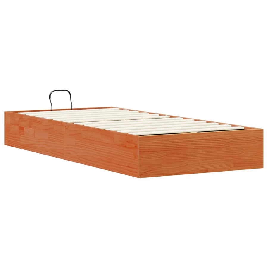 Cadre de lit ottoman avec rangement Brun cire 75 x 190 cm - 9