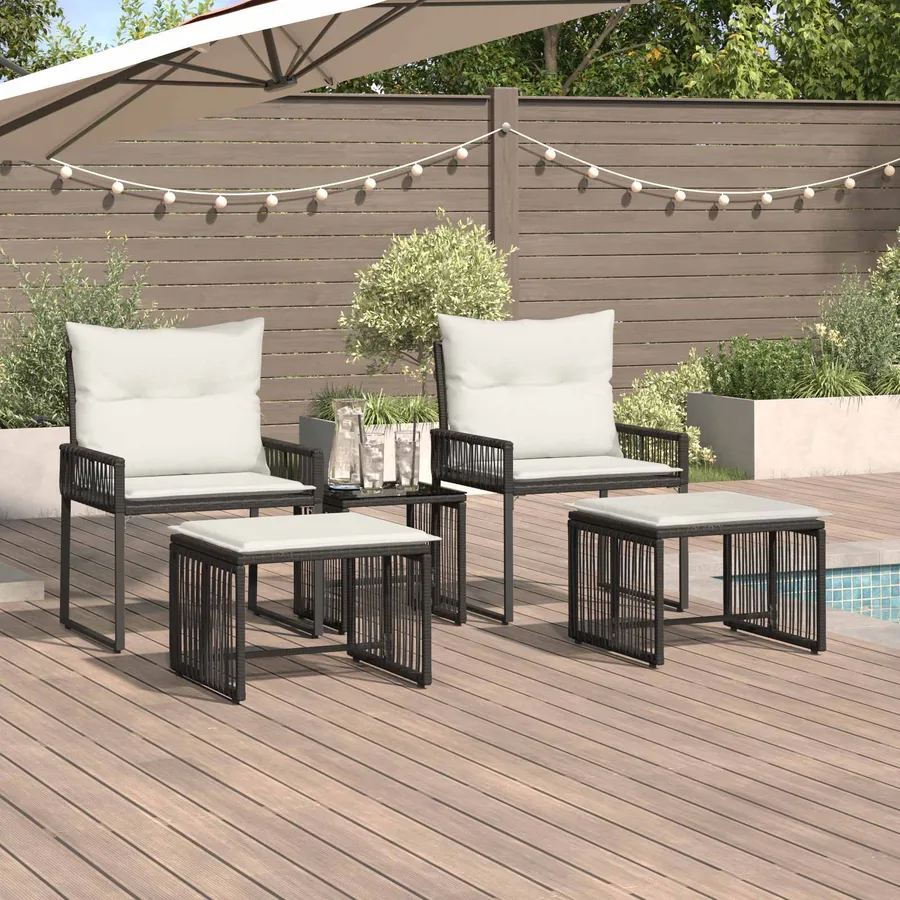Ensemble de meubles d'extérieur 11 pcs Noir et blanc crème