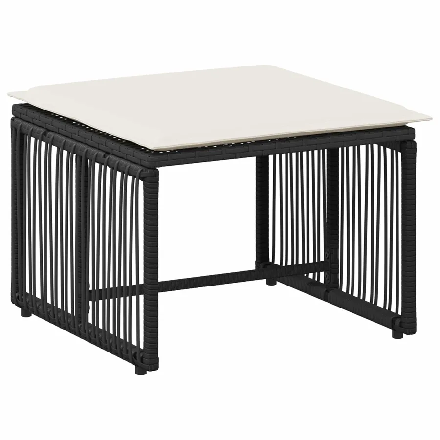 Ensemble de meubles d'extérieur 11 pcs Noir et blanc crème - 6