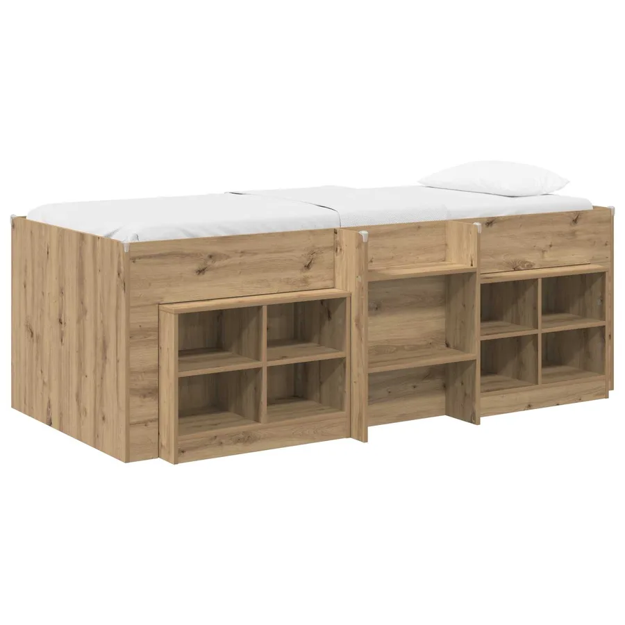 Cadre de lit en loft avec armoire 3 pc Chêne artisanal - 2