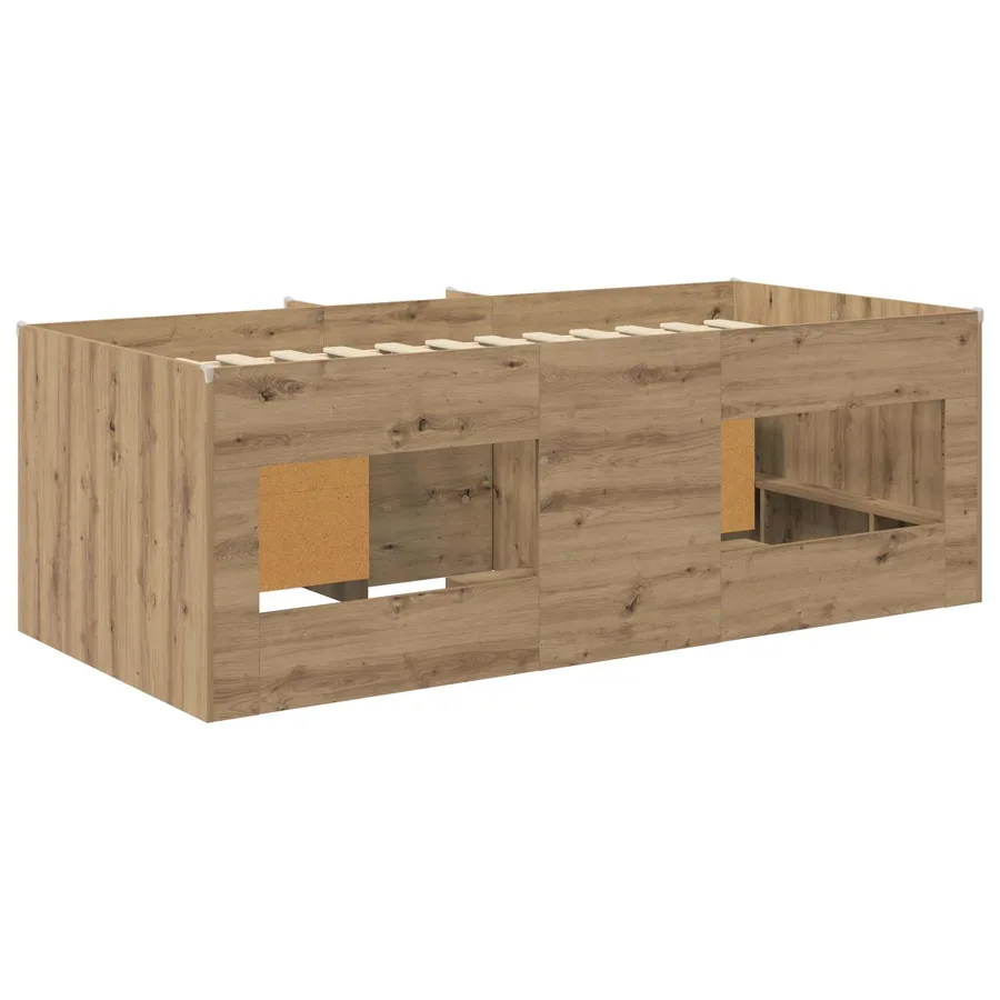 Cadre de lit en loft avec armoire 3 pc Chêne artisanal - 5