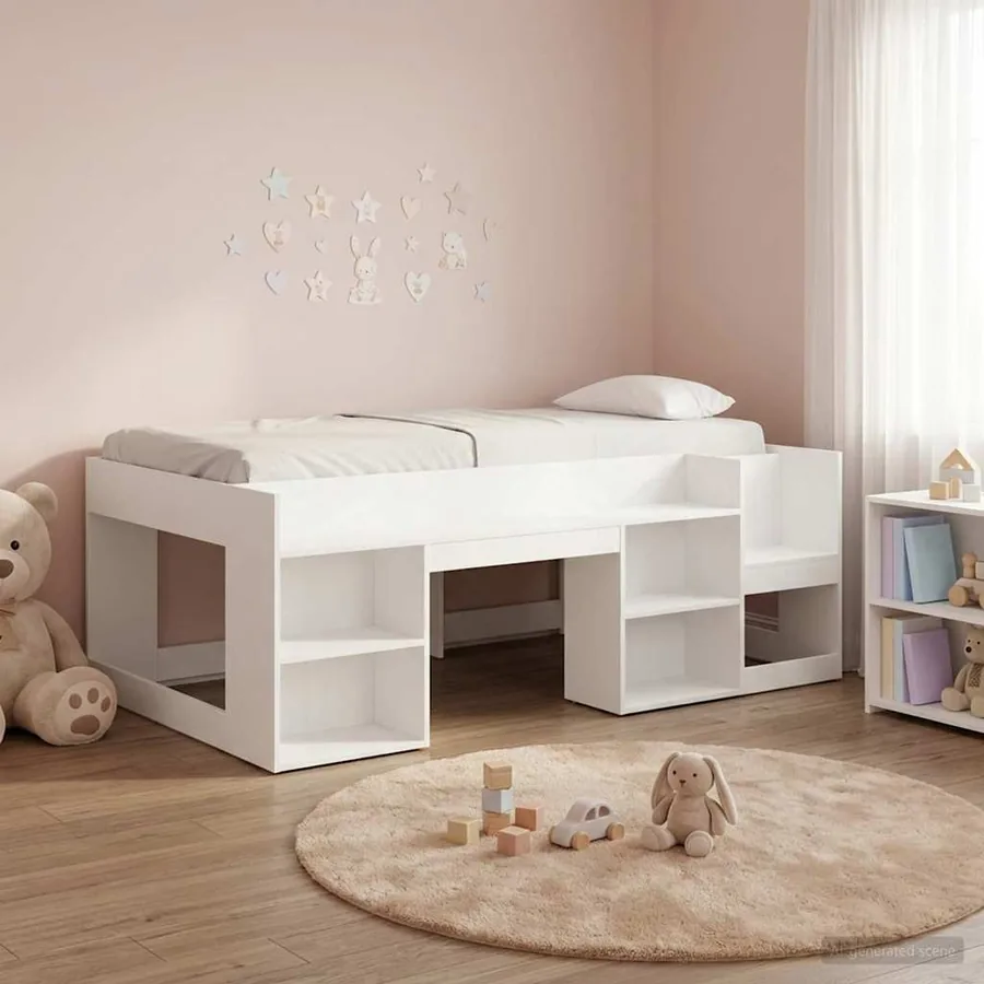 Cadre de lit pour enfants avec rangement Blanc 98,5 x 200 cm