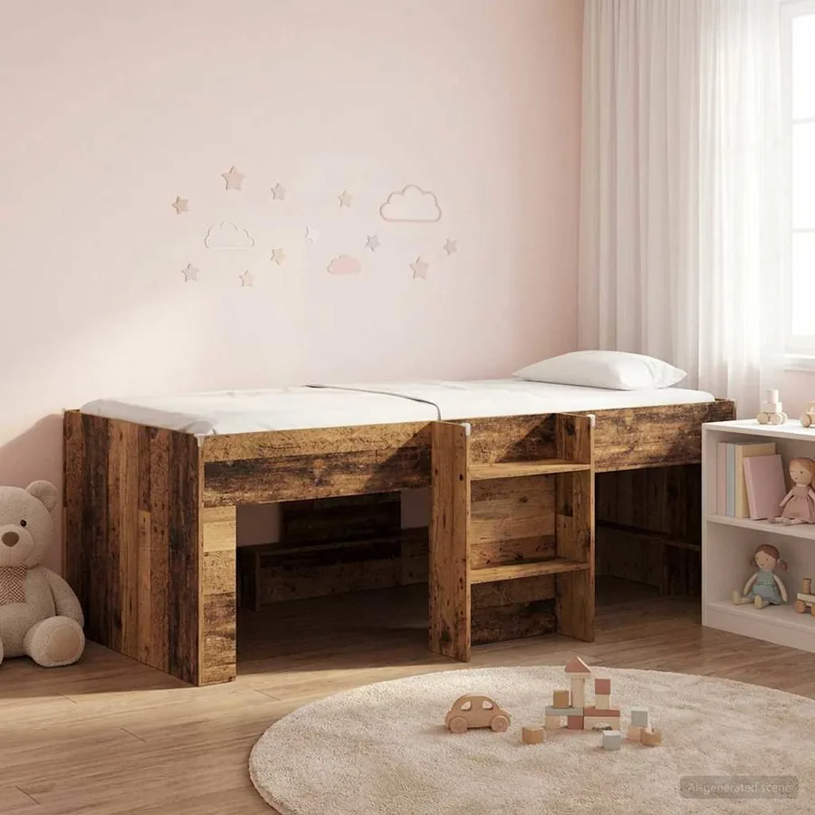 Cadre de Lit Élevé pour Enfants Bois ancien 98,5 x 200 cm
