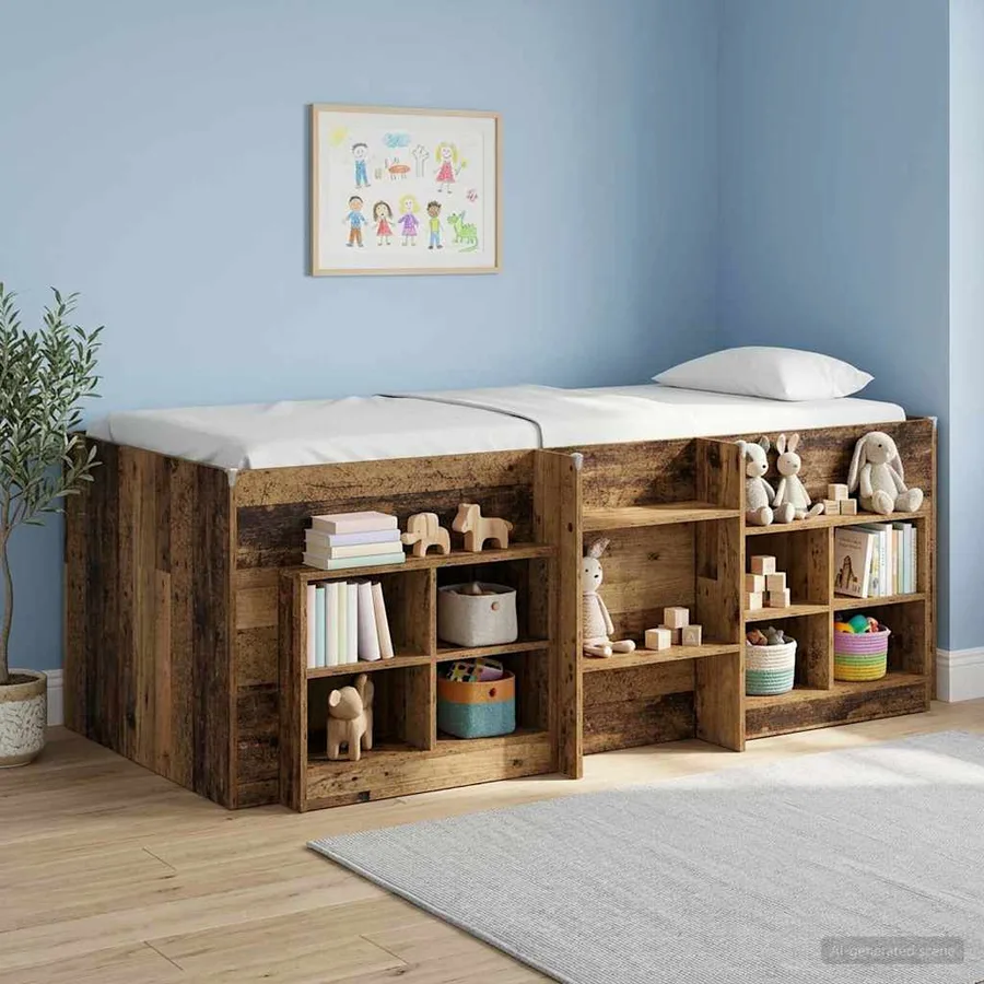 Cadre de Lit Élevé pour Enfants Bois ancien 98,5 x 200 cm - 3