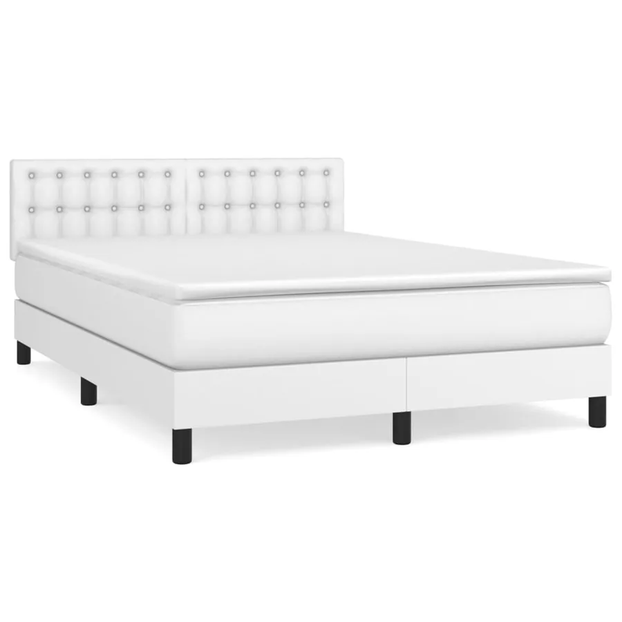 Sommier à lattes de lit avec matelas Blanc 140x190cm Similicuir - 2