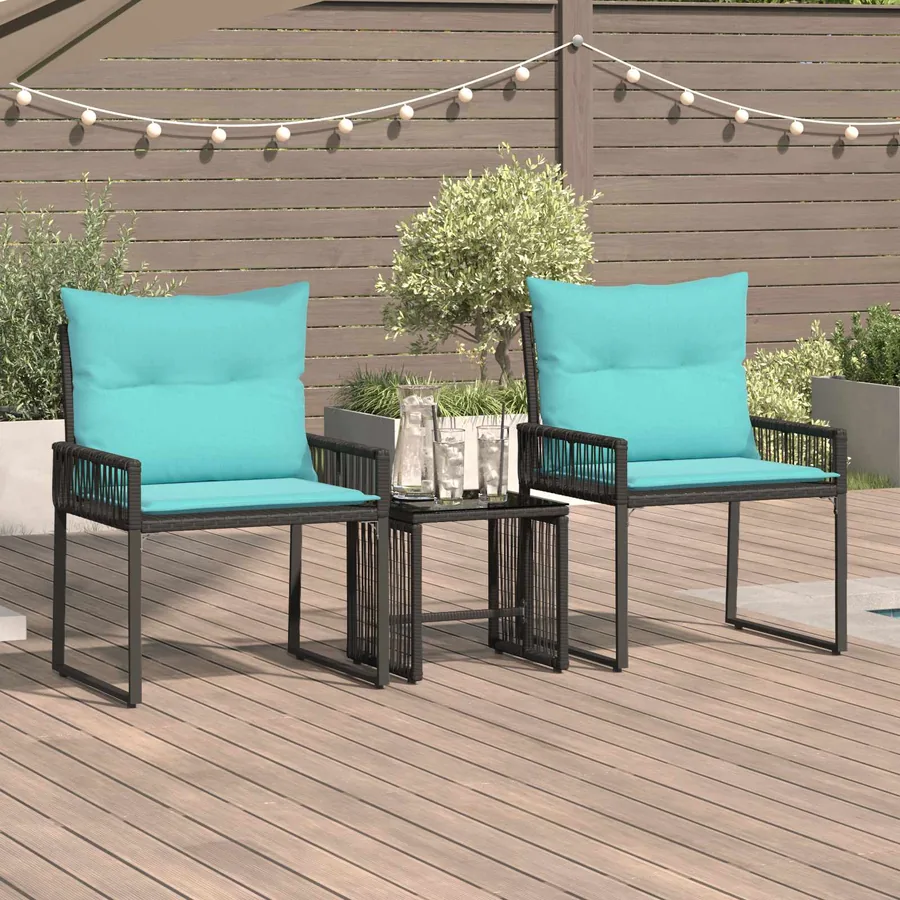 Ensemble de meubles d'extérieur 7 pcs Noir et turquoise