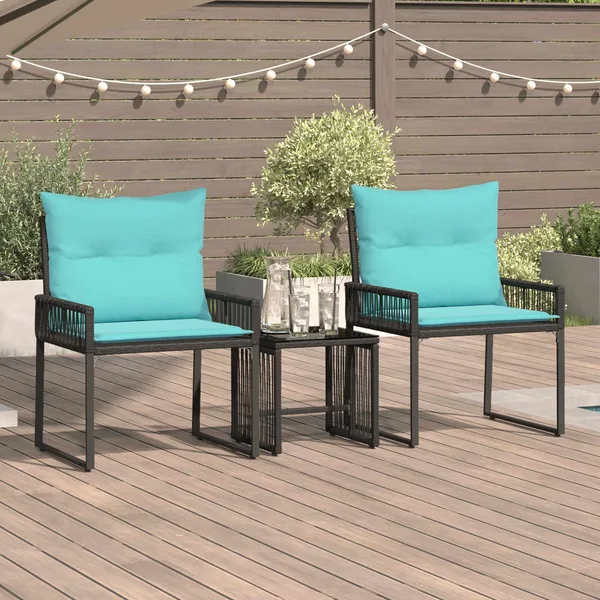 Ensemble de meubles d'extérieur 7 pcs Noir et turquoise