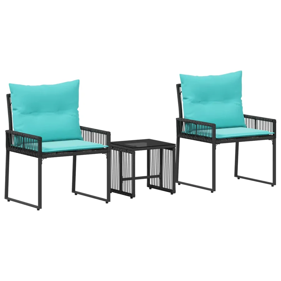 Ensemble de meubles d'extérieur 7 pcs Noir et turquoise - 2