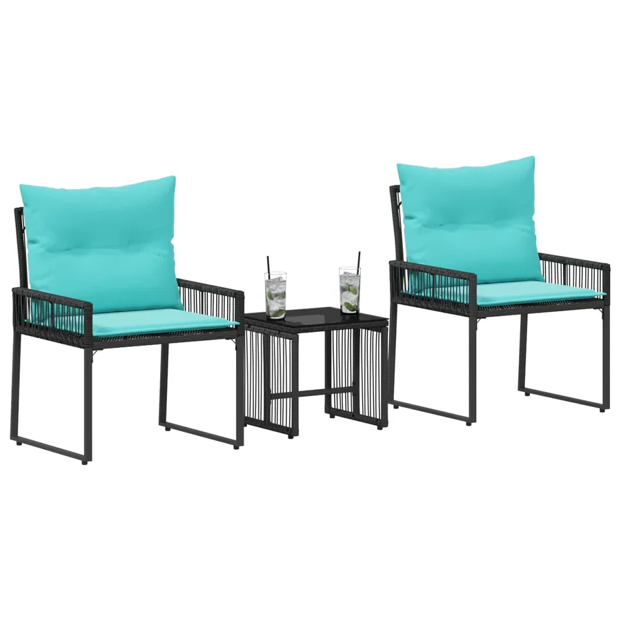 Ensemble de meubles d'extérieur 7 pcs Noir et turquoise - 3