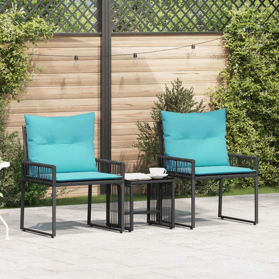 Ensemble de meubles d'extérieur 7 pcs Noir et turquoise - 4