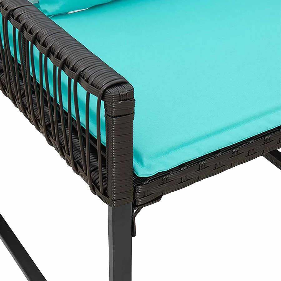 Ensemble de meubles d'extérieur 7 pcs Noir et turquoise - 9