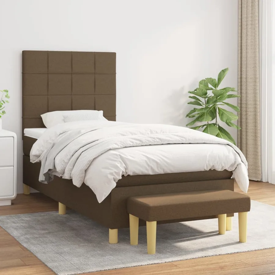 Sommier à lattes de lit avec matelas Marron foncé 100x200 cm