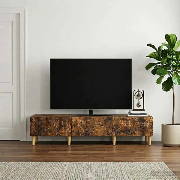 Meuble TV 147 x 34,5 x 30 cm Chêne fumé Bois d'ingénierie