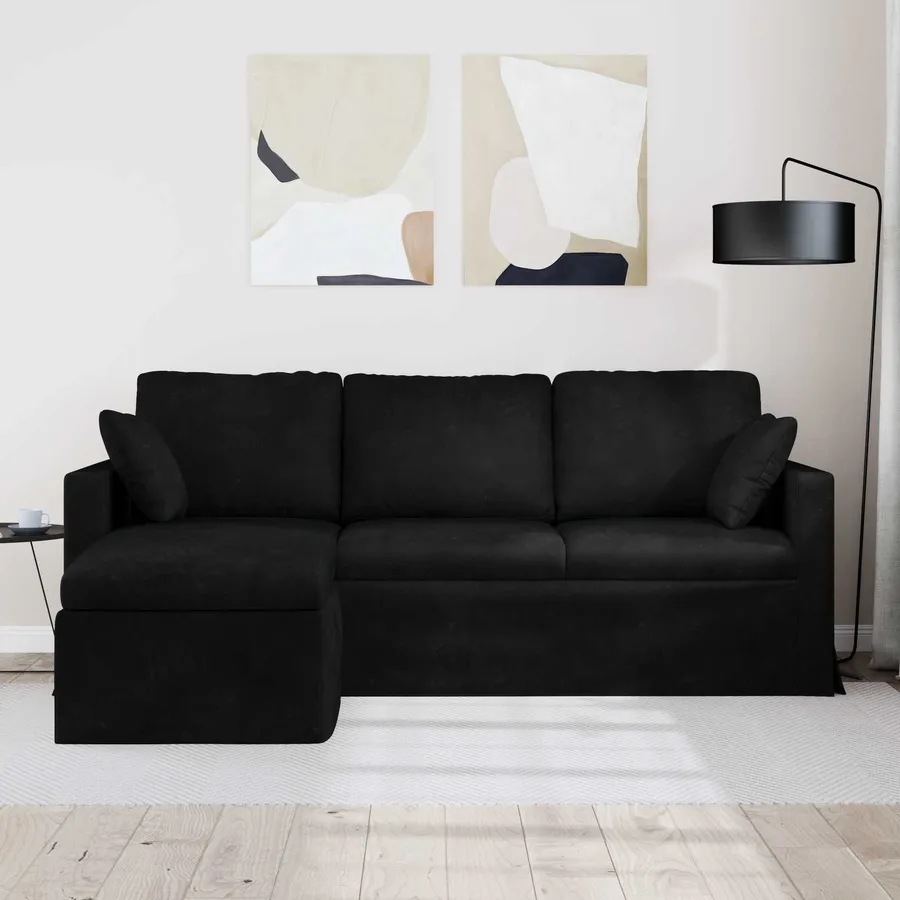 Canapé Noir 198 x 134 x 80 cm Velours - 3