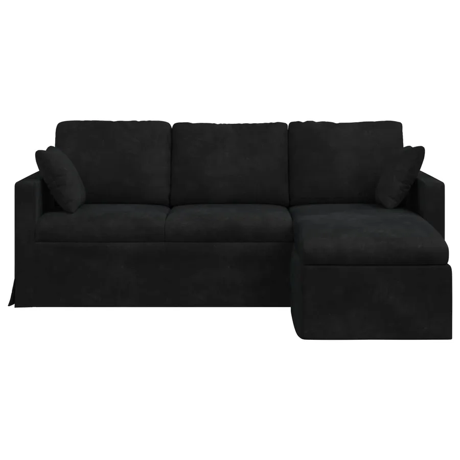 Canapé Noir 198 x 134 x 80 cm Velours - 4