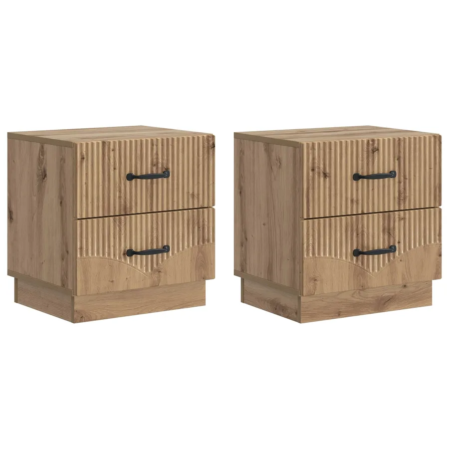 Cabinet de chevet 2 pc Chêne artisanal 43 x 34,5 x 44,5 cm - 2