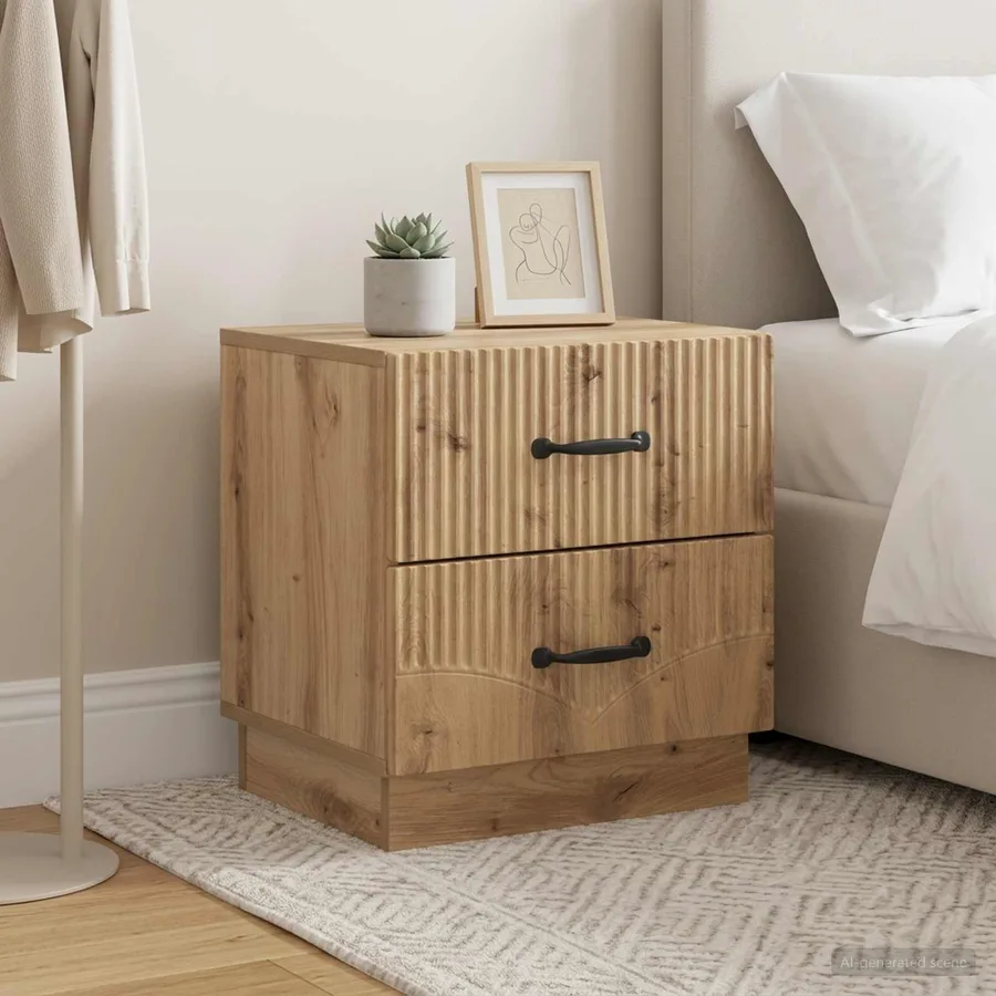 Cabinet de chevet 2 pc Chêne artisanal 43 x 34,5 x 44,5 cm - 4