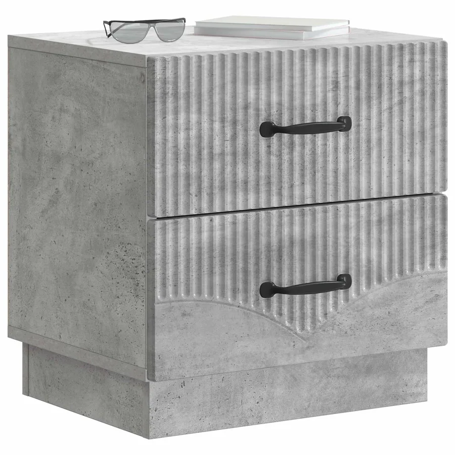 Cabinet de chevet 2 pcs Gris béton 43 x 34,5 x 44,5 cm - 3