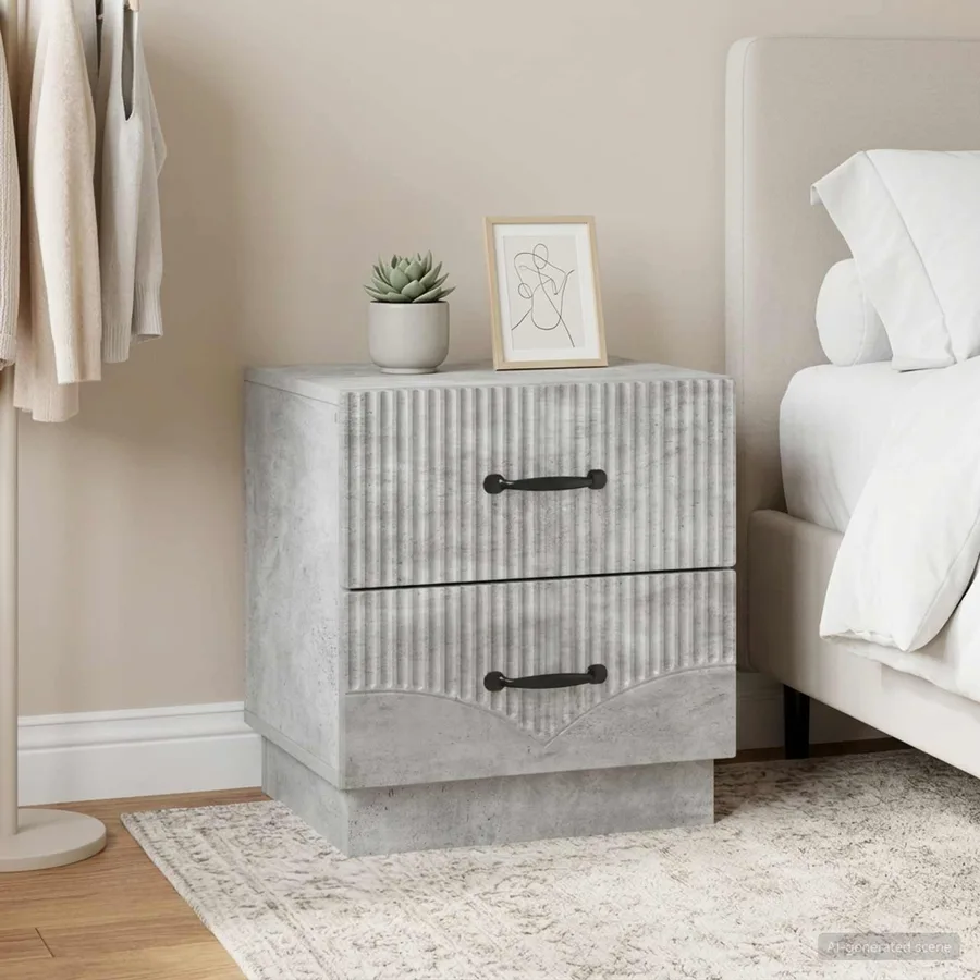 Cabinet de chevet 2 pcs Gris béton 43 x 34,5 x 44,5 cm - 4
