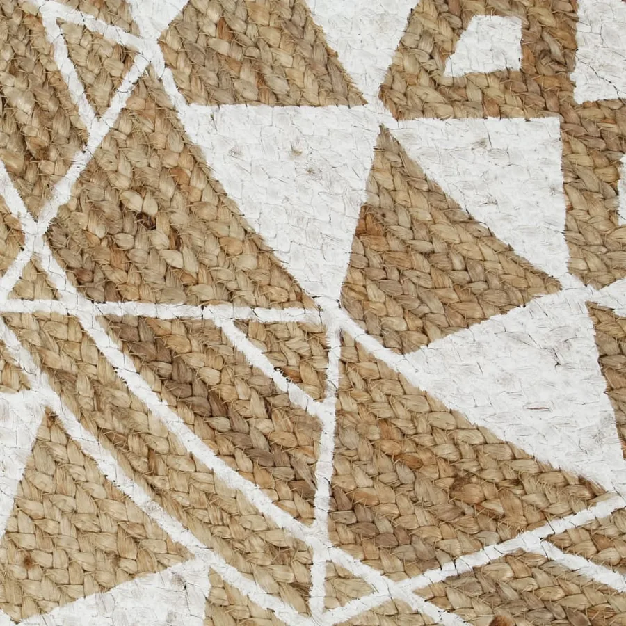 Tapis fait à la main Jute avec imprimé blanc 90 cm - 4
